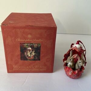 Christopher Radko Woodland  Winds Leaf Bunnies Ornament Christmas  1998